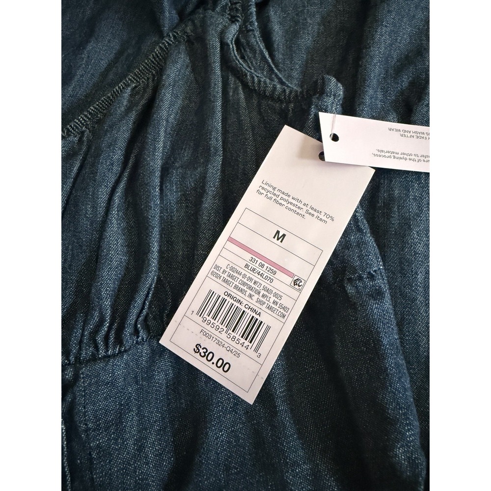 Wild Fable Women's Dark Blue Denim Cap Sleeve Mini A-Line Dress Size M NWT - Picture 6 of 7